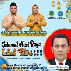 Kepala Dinas Pertanian Kabupaten Tapanuli Selatan Bersama Seluruh Staf, Mengucapkan Selamat Hari Raya Idulfitri 1445 H Mohon Maaf Lahir dan Batin